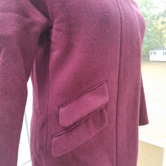 24 Hour Price drop J.Crew Wine Italian Stadium Wool Cocoon Coat Size8 - Picture 8 of 13
